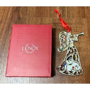 Lenox Sparkle and Scroll Silverplate Christmas Ornaments Multicolor GEMS New